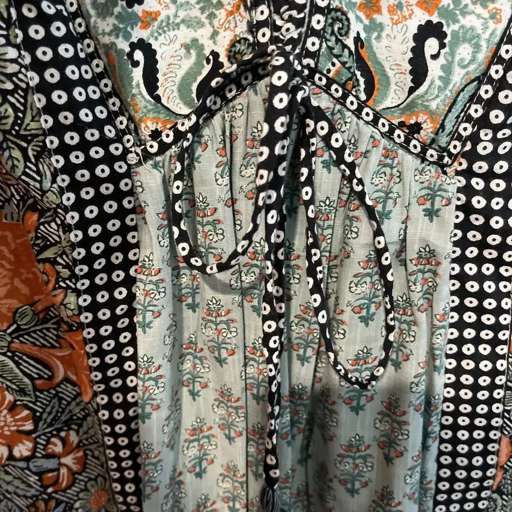 Anthropologie Knee Length Dress Multicolored Deep V Neckline Women’s Size S Boho - Picture 5 of 11